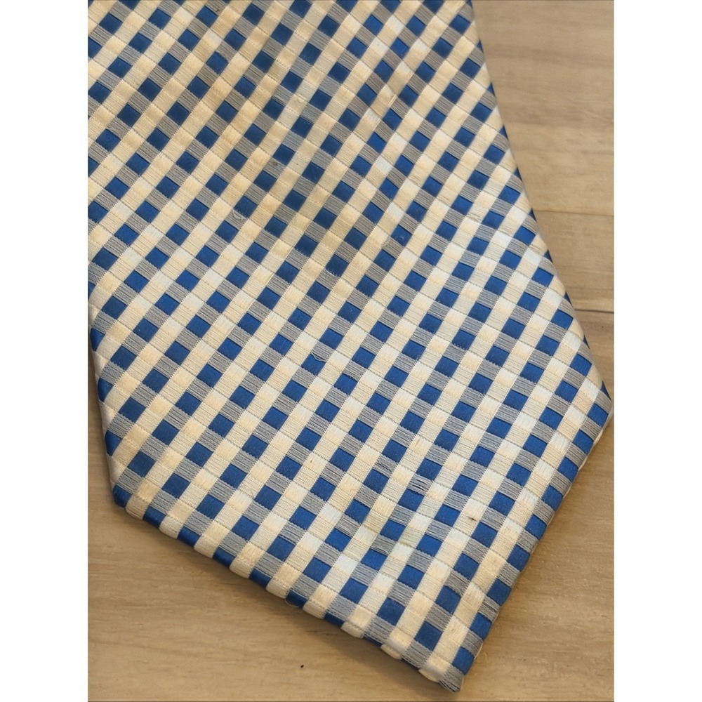 Ermenegildo Zegna Mens Silk Tie Classic Light Blue Geometric Italy - Picture 2 of 10